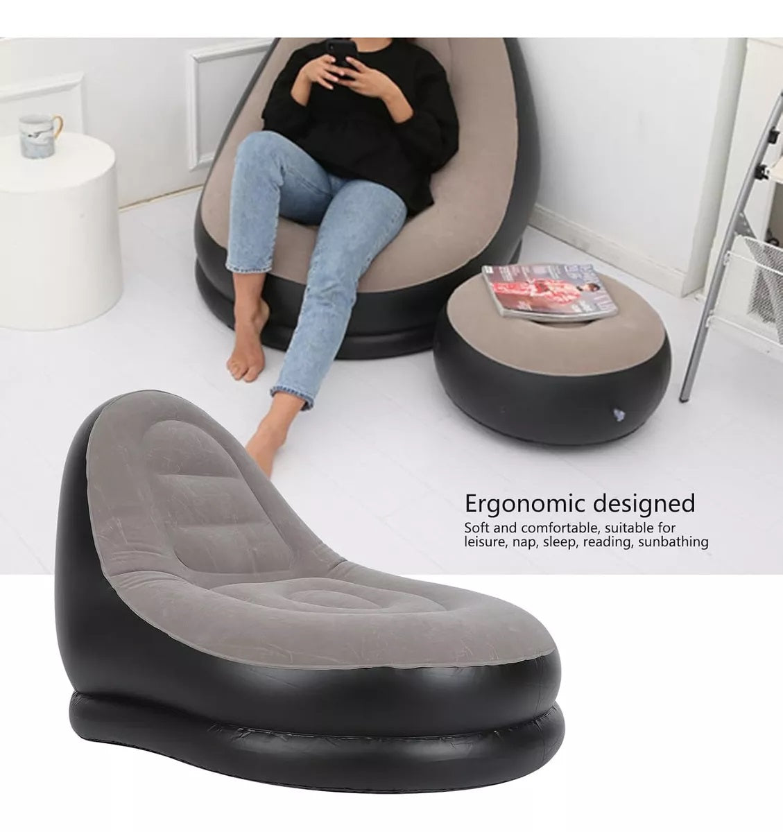 Sofá Inflable + Puff Ultra Lounge