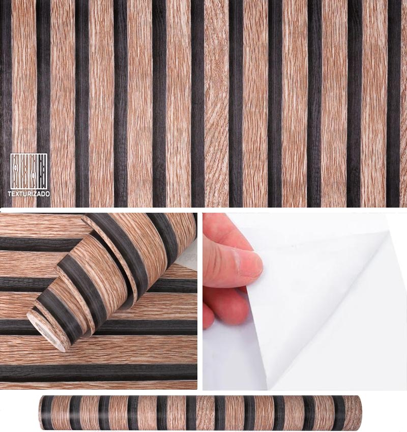 Papel Adhesivo Para Pared Ripado 3D