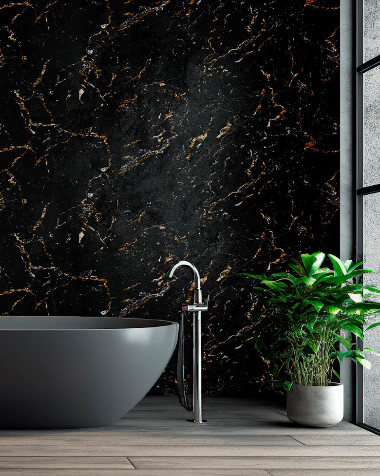 Papel Revestimiento Autoadhesivo Mármol Carrara Negro