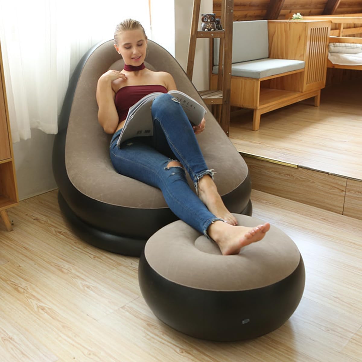 Sofá Inflable + Puff Ultra Lounge