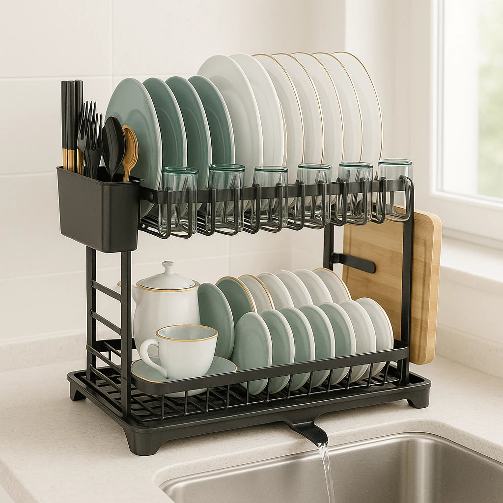 Escurridor de Platos Acero Inoxidable (2 niveles)